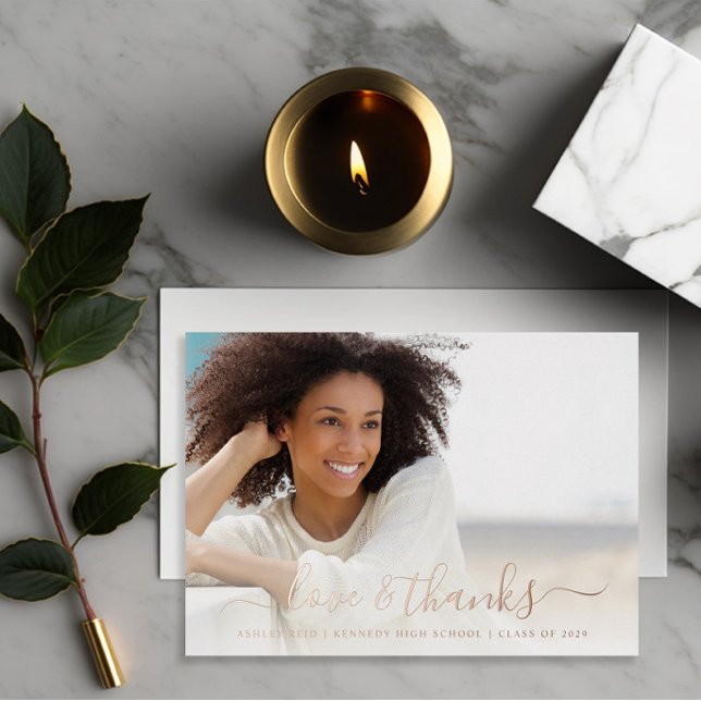 Love and Thanks Graduation Photo Overlay Foil Card (Creator Uploaded)