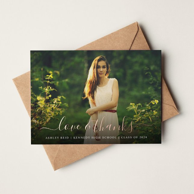 Love and Thanks Graduation Photo Overlay Foil Card (Creator Uploaded)