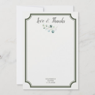 Love and Thanks Greenery Wedding Thank You Card