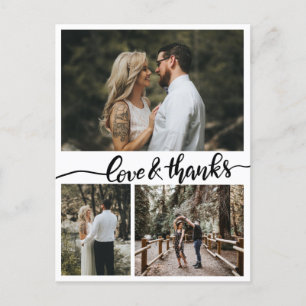 Love And Thanks Handwritten Couple Wedding Photos Postcard