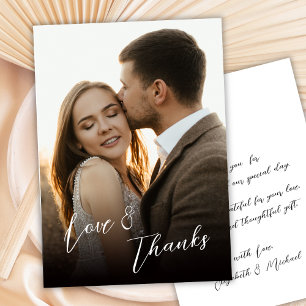 Love and Thanks Handwritten Script Photo Wedding Thank You Card