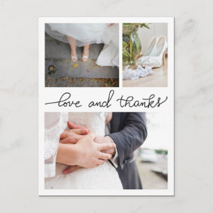 Love And Thanks Handwritten Three Wedding Photos Postcard
