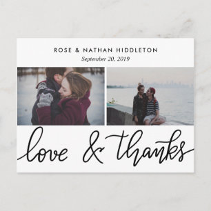 Love And Thanks Handwritten Two Photos Postcard