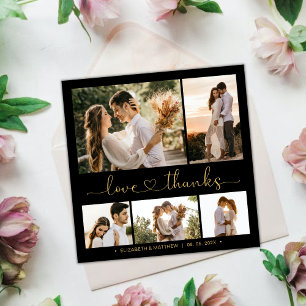 Love and Thanks Heart Black Gold Collage Wedding