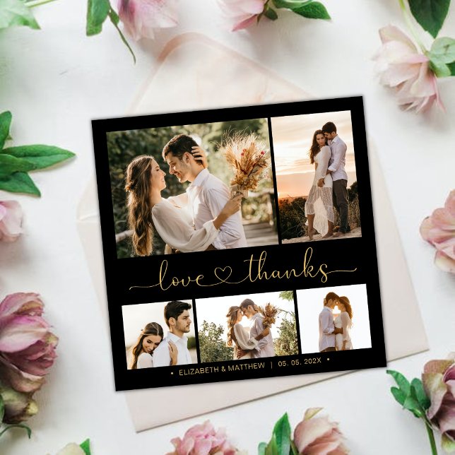 Love and Thanks Heart Black Gold Collage Wedding  (Creator Uploaded)