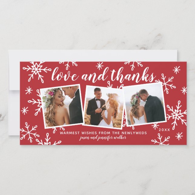 Love and Thanks Holiday Wedding Thank You (Front)