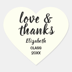 Love and Thanks Ivory Graduation Heart Sticker