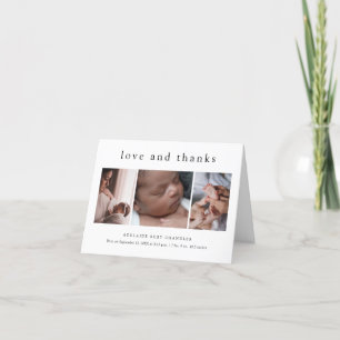 Love and Thanks Minimal 4 Photo New Baby Thank You Card