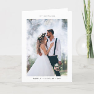 Love and Thanks Minimalist Wedding 2-Photo Thank You Card