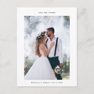 Love And Thanks Minimalist Wedding Photo Postcard