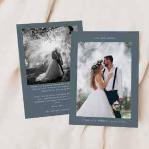 Love and Thanks Minimalist Wedding Photo Slate Thank You Card