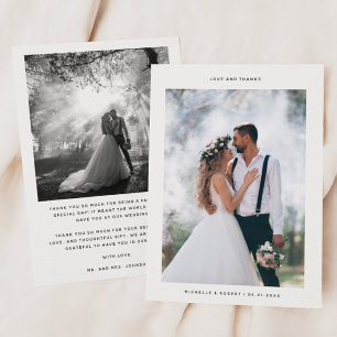 Love and Thanks Minimalist Wedding Photo Thank You Card
