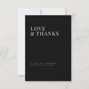 Love and thanks modern elegant minimalist wedding thank you card