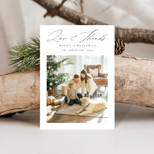 Love and Thanks   Modern Family Photo Christmas Holiday Card