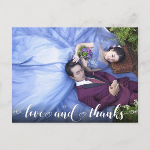 Love and Thanks Modern Heart Photo Thank You Postcard