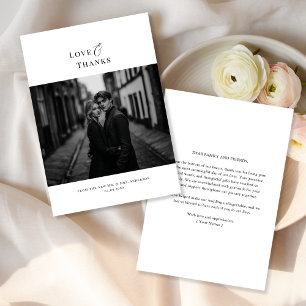 Love and Thanks   Modern Minimalist Wedding Photo Thank You Card