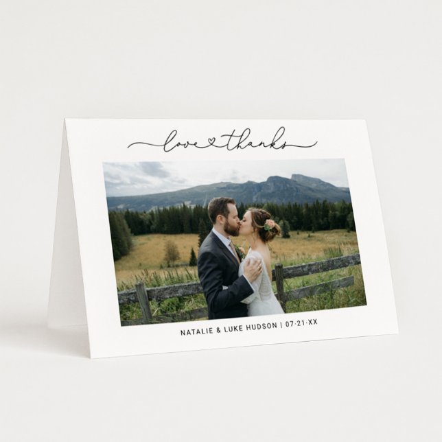 Love and Thanks Modern Personalised Wedding Photo Thank You Card (Creator Uploaded)