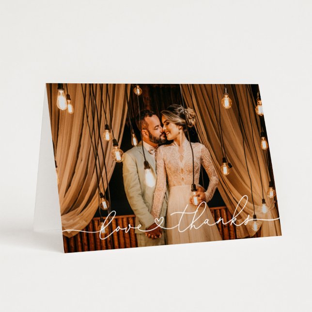 Love and Thanks Modern Personalised Wedding Photo Thank You Card (Creator Uploaded)