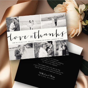 Love And Thanks Modern Script 6 Photo Wedding Thank You Card