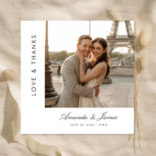 Love and Thanks Modern Typography Wedding Square Thank You Card