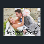 Love and Thanks Modern Wedding Mr. and Mrs. Postcard<br><div class="desc">Love and Thanks Modern Wedding Mr. and Mrs. Thank You Photo Postcard</div>