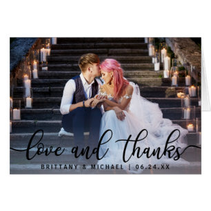 Love and Thanks   Modern Wedding Photo Note