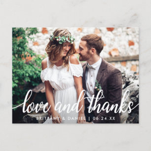Love and Thanks Modern Wedding Thank You Photo Postcard