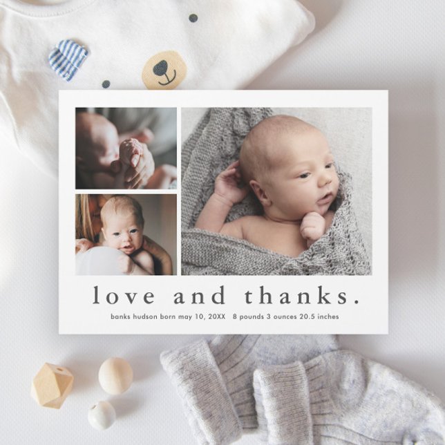 Love and Thanks Photo Baby Announcement Thank You (Creator Uploaded)