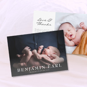 Love and Thanks Photo Birth Announcement Card