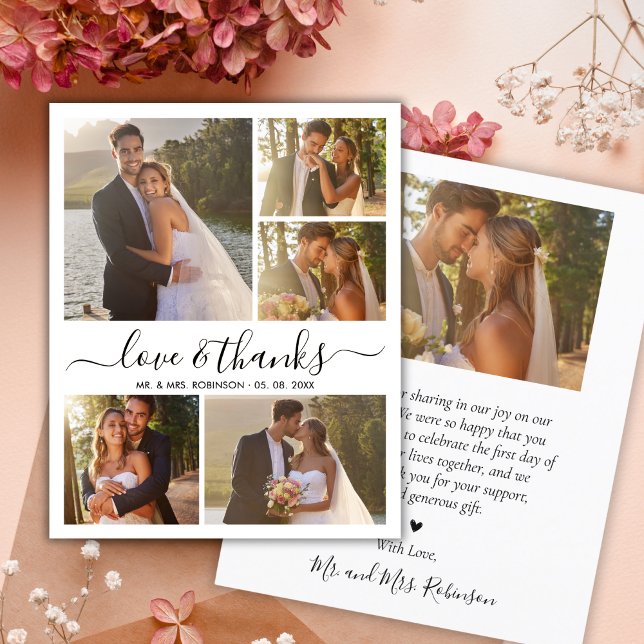 Love and Thanks Photo Collage Wedding Thank You  (Creator Uploaded)