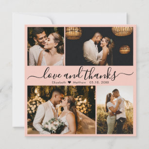 Love and Thanks Photo Collage Wedding Thank You Card