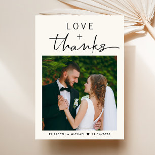 Love And Thanks Photo Cream Wedding Thank You Card