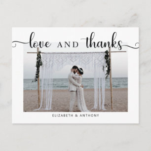 Love and Thanks Photo Wedding Simple Elegant Chic Postcard
