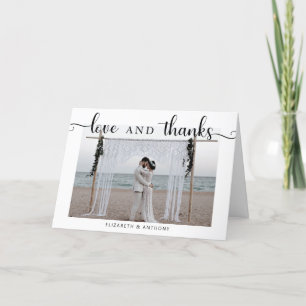 Love and Thanks Photo Wedding Simple Elegant Chic Thank You Card