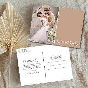Love and Thanks Photo Wedding Thank You Postcard