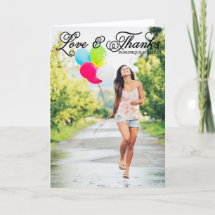 Love and Thanks Pretty Script Photo Graduation Thank You Card
