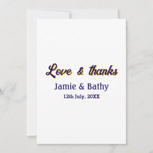 Love and thanks purple orange couple name date invitation