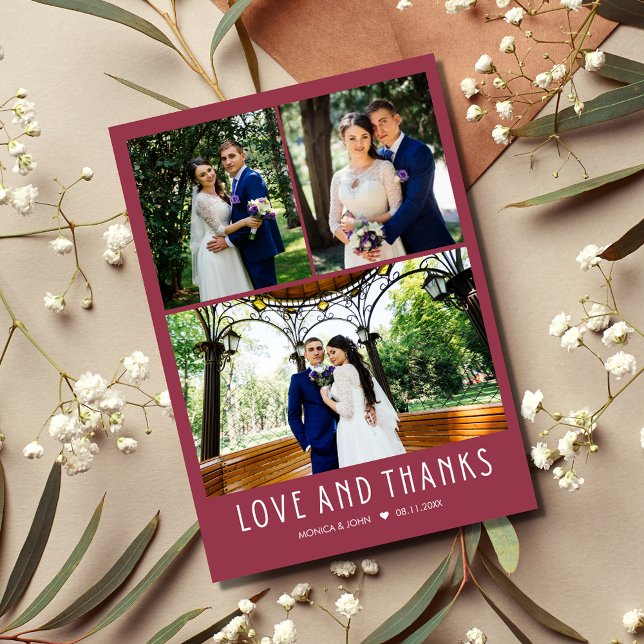 Love and Thanks Red Modern Photo Thank You  (Creator Uploaded)