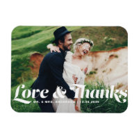 Love and Thanks Retro Script Photo Wedding