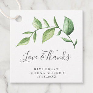 Love and Thanks Rustic Greenery Bridal Shower Favour Tags