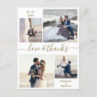 Love and Thanks Script 4 Photo Wedding Thank You