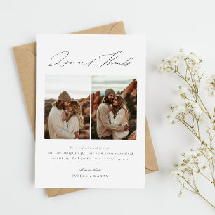 Love and Thanks Script 6 Photo Collage Wedding Thank You Card