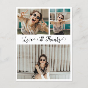 Love And Thanks Script Graduate Photo Collage Postcard