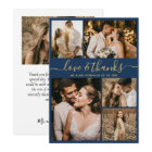 Love and Thanks Script Navy Photo Collage Wedding