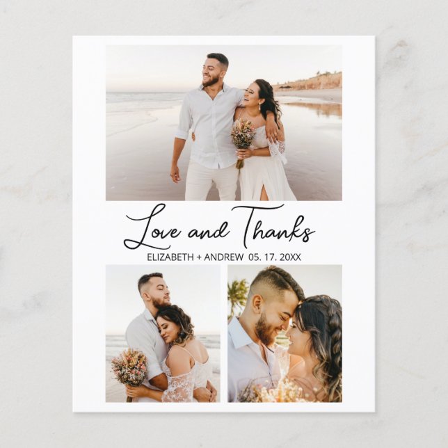 Love and Thanks Script Photo Collage Budget Card (Front)