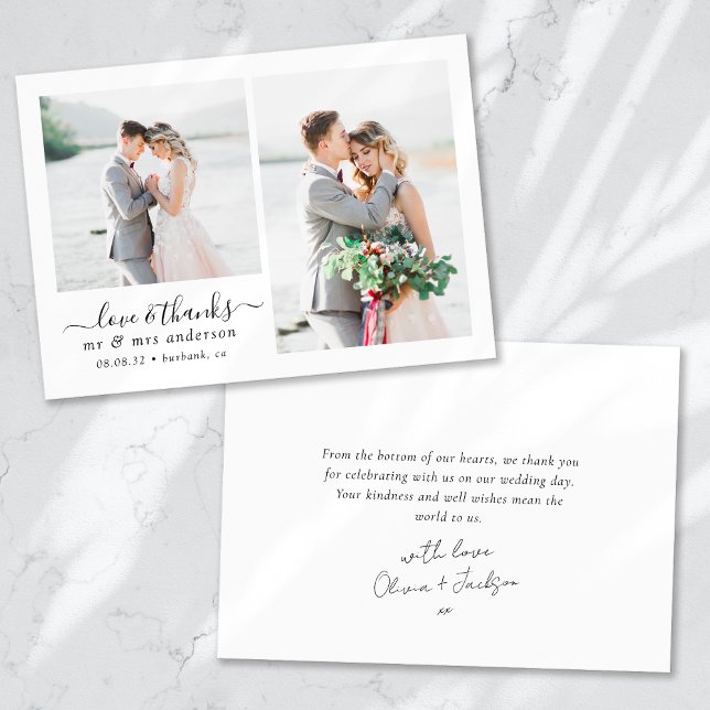 Love and thanks Script Photo Wedding Thank You Card (Creator Uploaded)