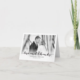 Love And Thanks Script Photo Wedding Thank You Note Card