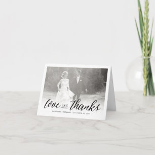 Love And Thanks Script Photo Wedding Thank You Note Card