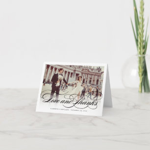 Love And Thanks Script Photo Wedding Thank You Note Card