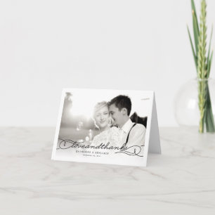 Love And Thanks Script Photo Wedding Thank You Note Card